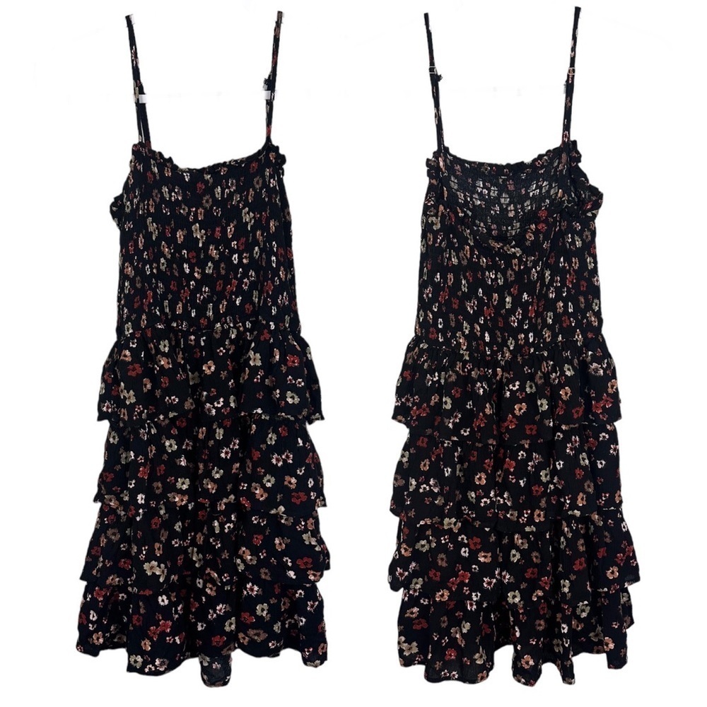 Storia Floral Shirred Tiered Midi Dress